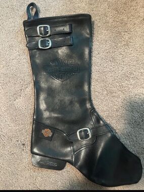 Harley-Davidson Black Leather Boot Cover with Buckles
